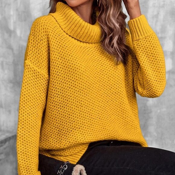 Yellow Preppy Womens turtleneck Sweater - Picture 2 of 5